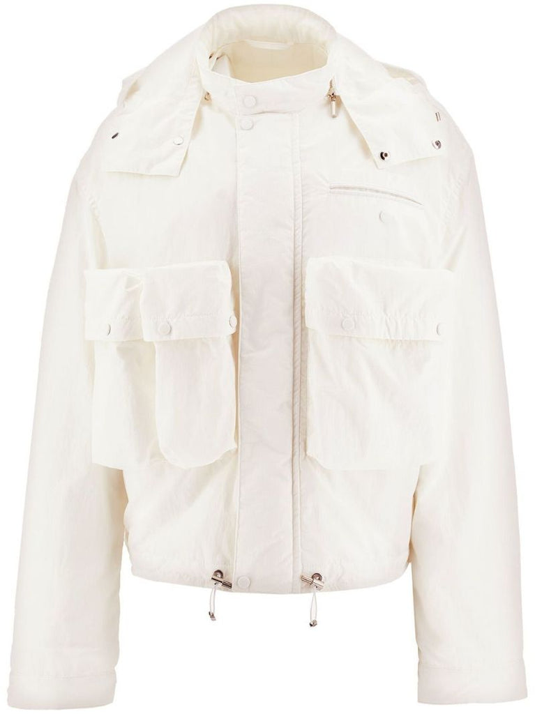 White Hooded Blouson Jacket