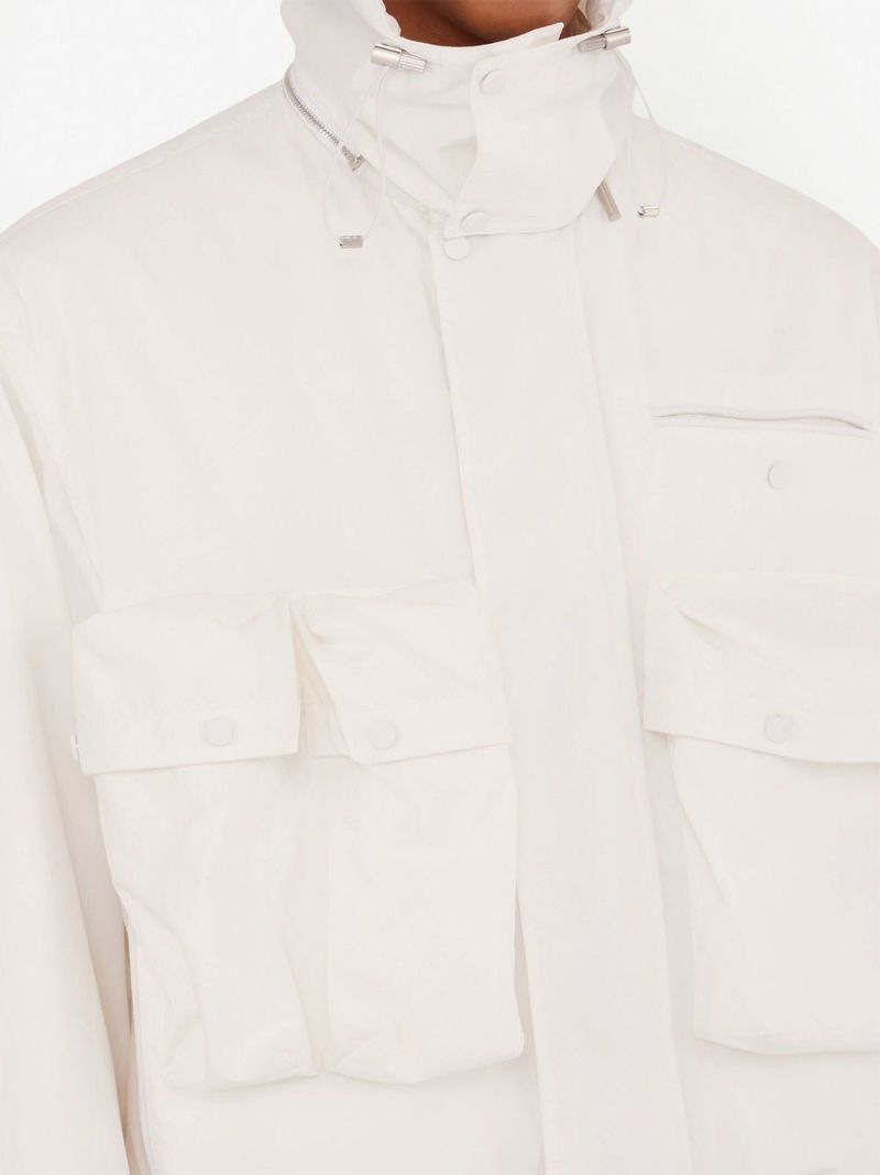White Hooded Blouson Jacket