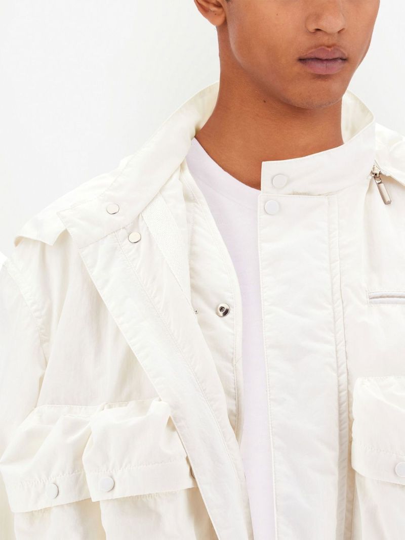 White Hooded Blouson Jacket