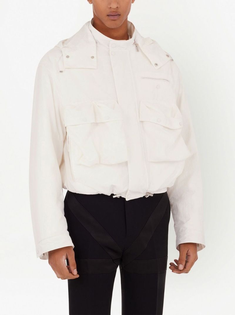 White Hooded Blouson Jacket