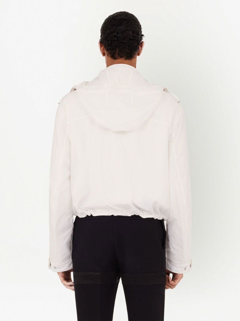 White Hooded Blouson Jacket