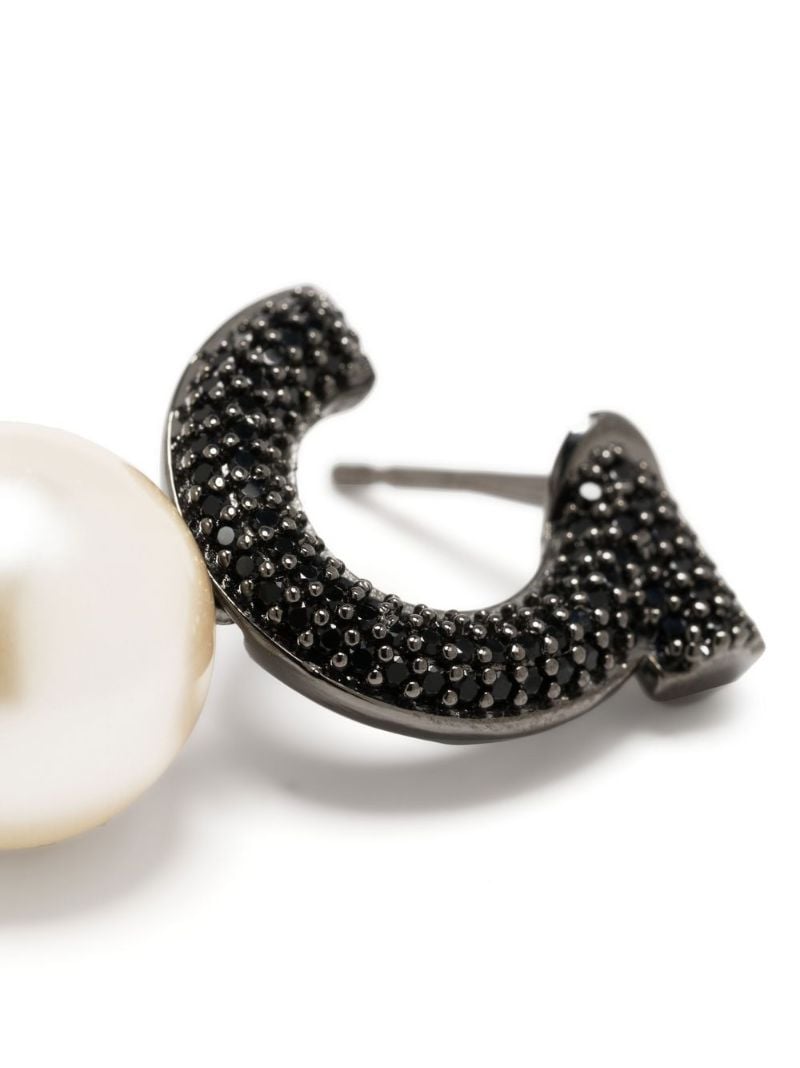 Black Gancini Pearl and Crystal Drop Earrings