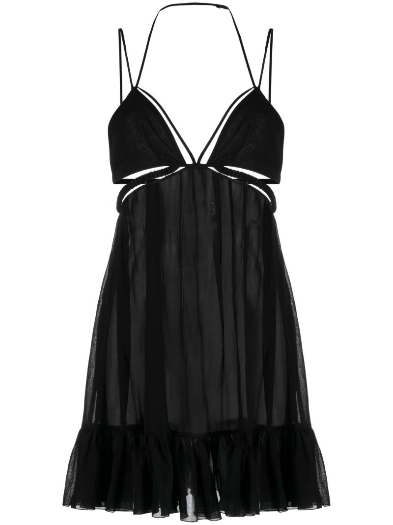 Black Cut-out Cotton Mini Dress