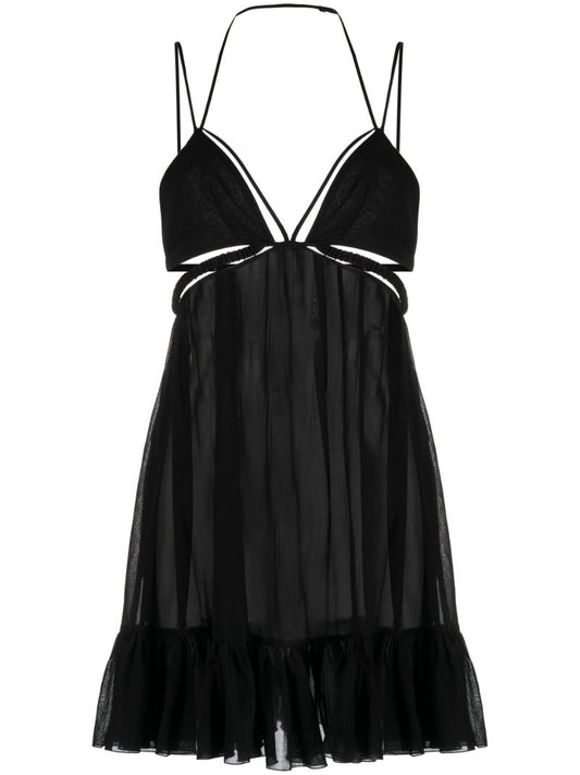 Black Cut-out Cotton Mini Dress