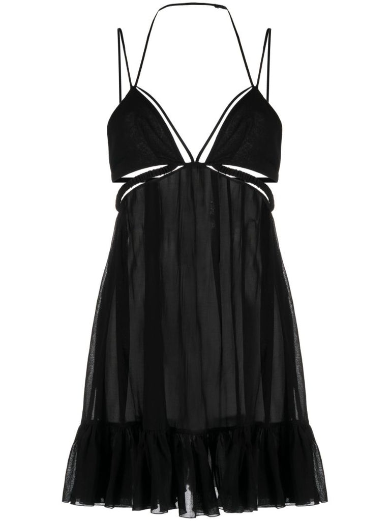 Black Cut-out Cotton Mini Dress