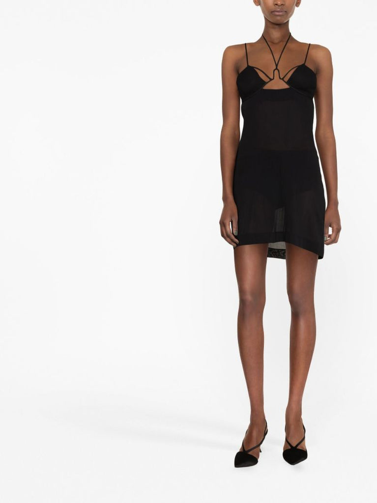 Black Underwire Strappy Mini Dress