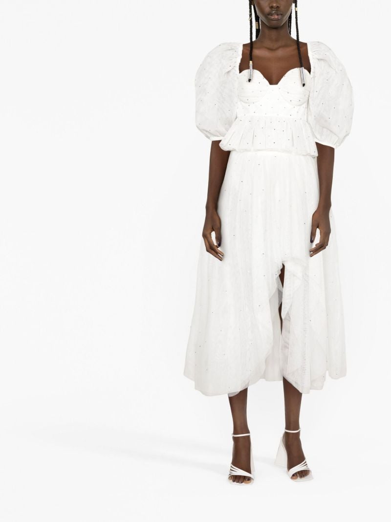 White Crystal Asymmetric Tulle Skirt