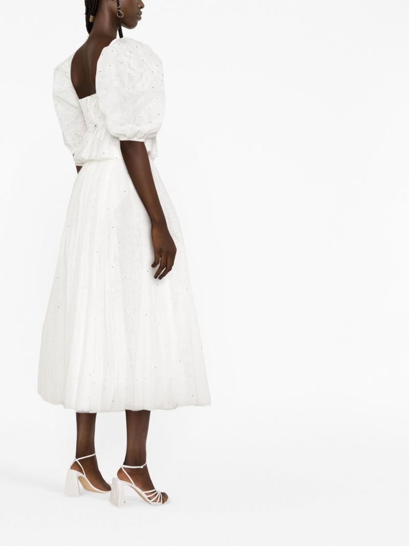 White Crystal Asymmetric Tulle Skirt