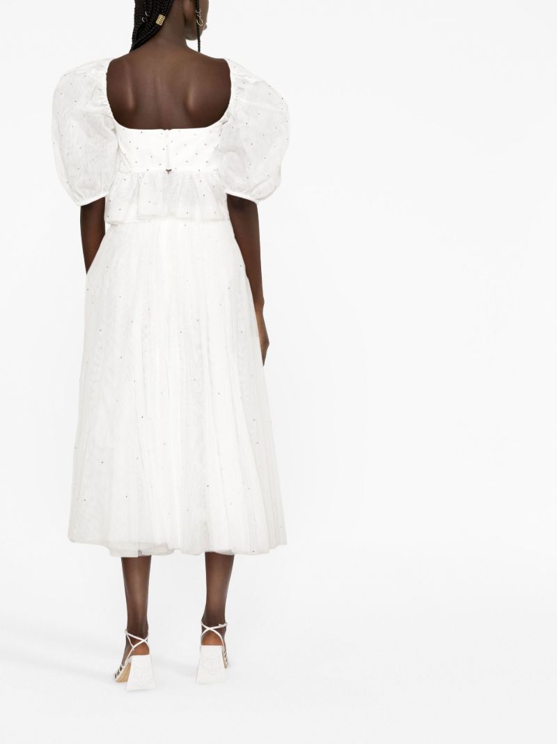 White Crystal Asymmetric Tulle Skirt