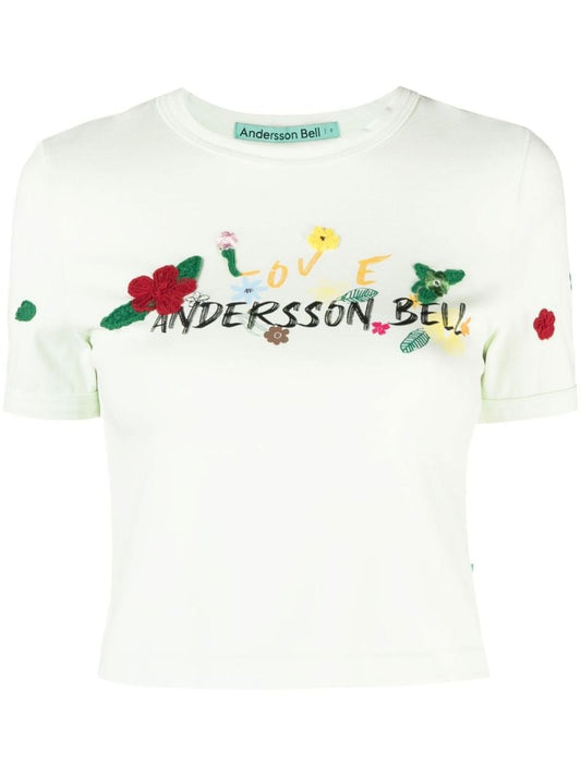 Green Dasha Flower Logo Cropped T-shirt