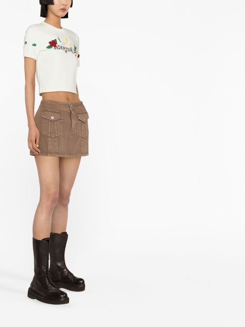 Green Dasha Flower Logo Cropped T-shirt