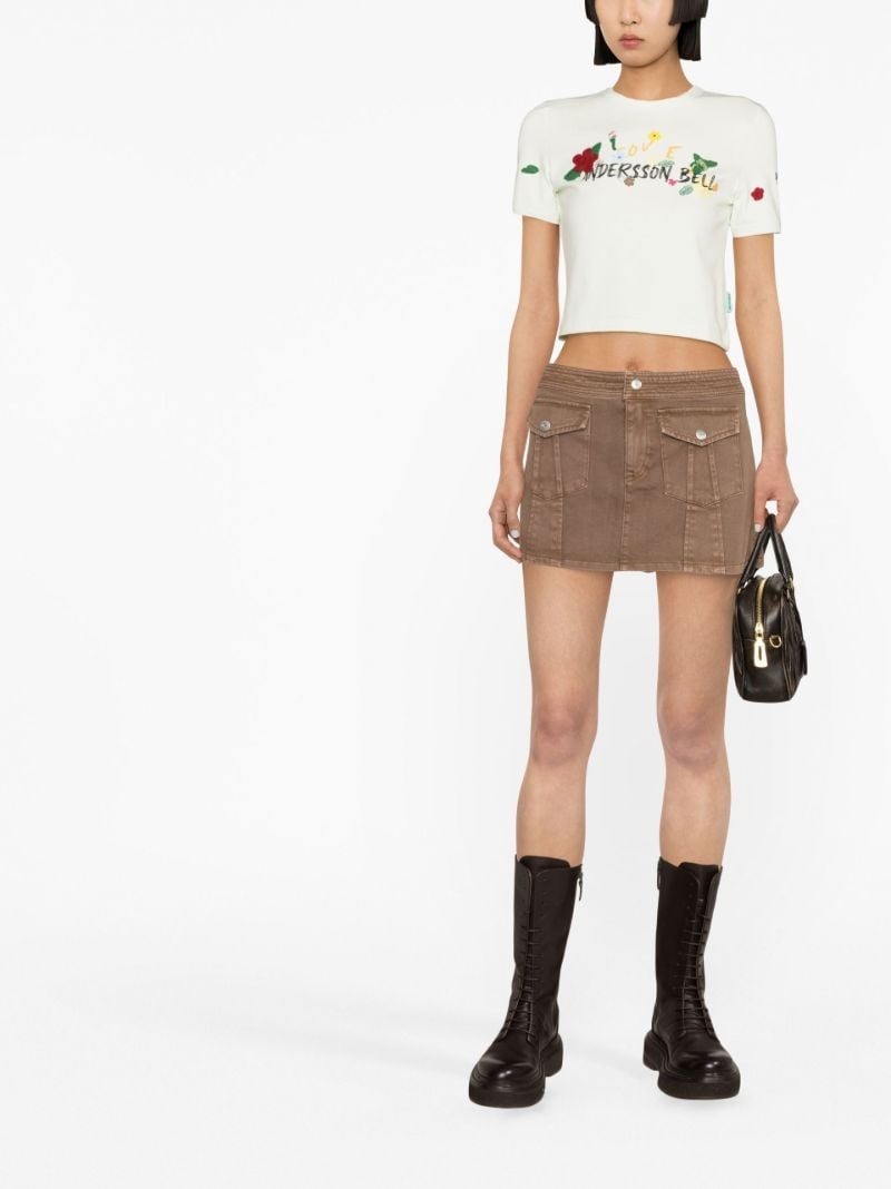 Green Dasha Flower Logo Cropped T-shirt
