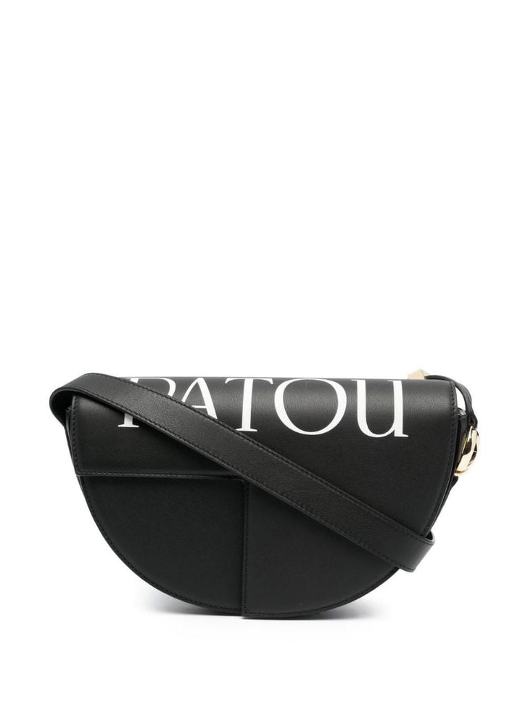 Black Logo-print Leather Shoulder Bag
