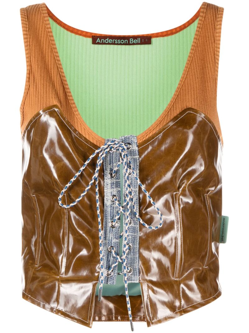 Brown Akira Lace-up Tank Top