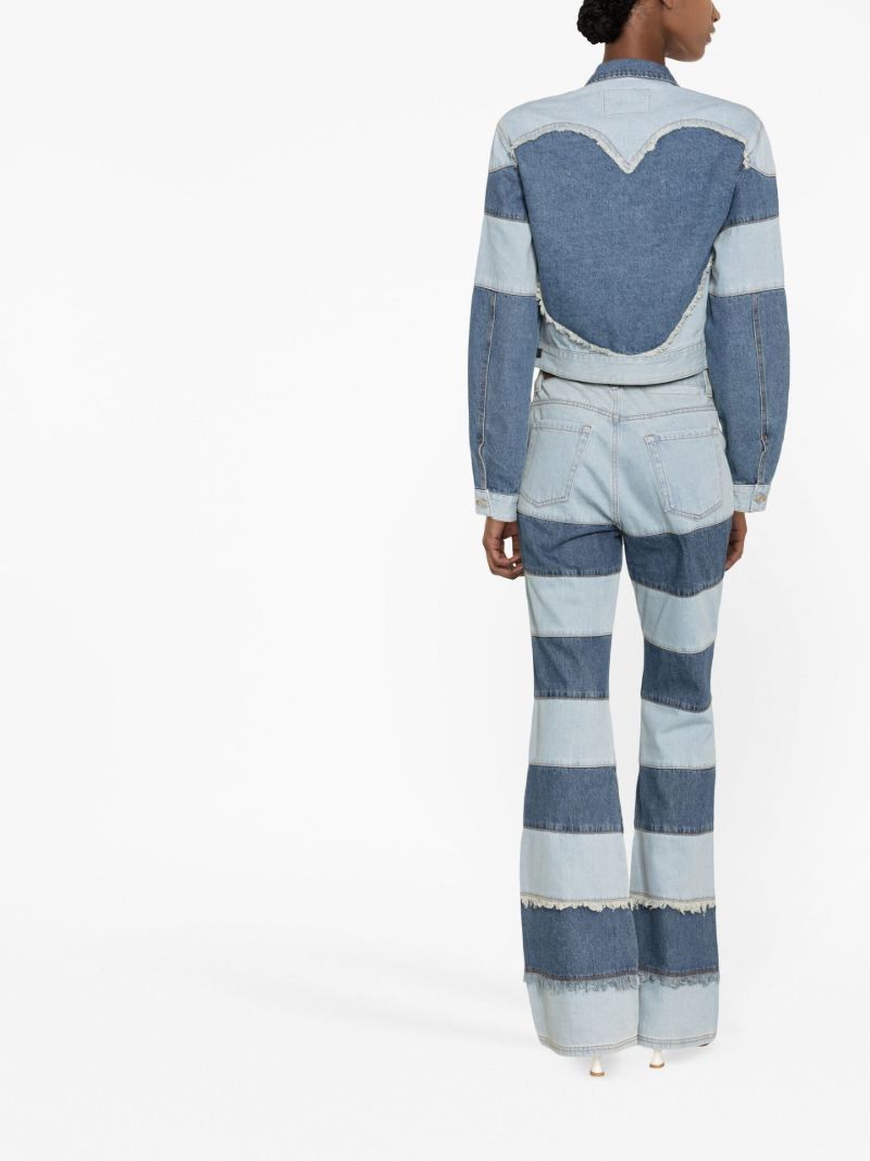 Blue Mahina Patchwork Striped Denim Jacket