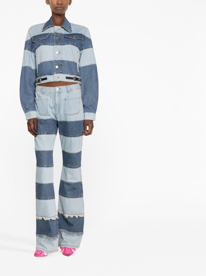 Blue Mahina Patchwork Striped Denim Jacket