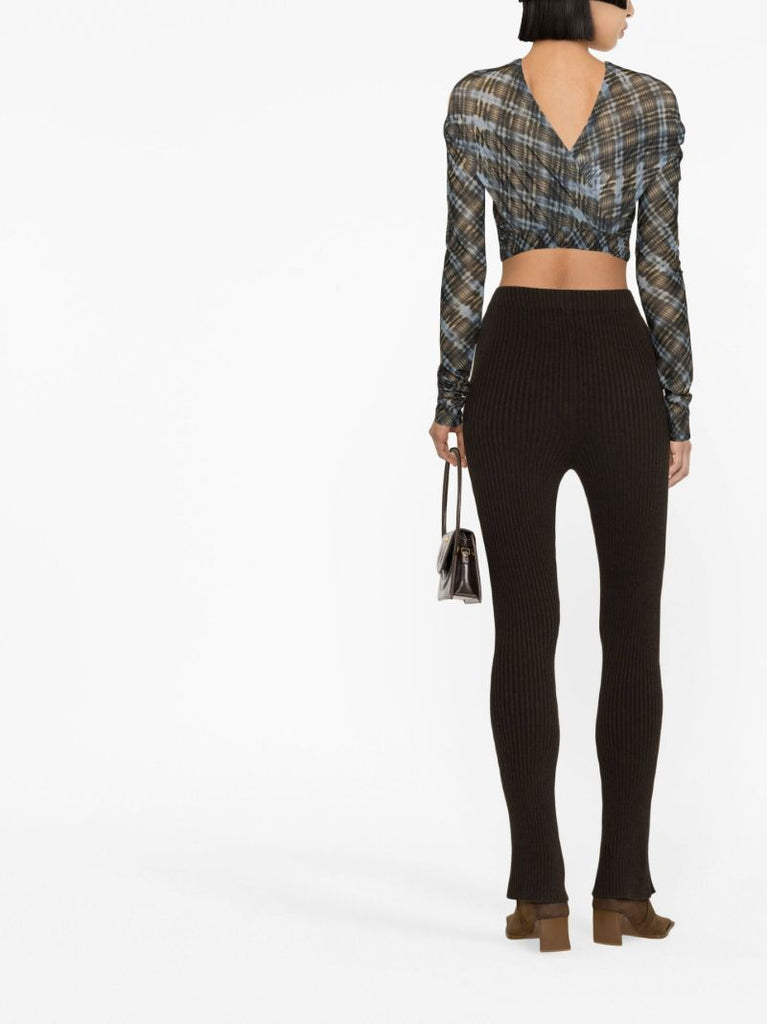 Black and Blue Plaid Print Anti Crossover Top
