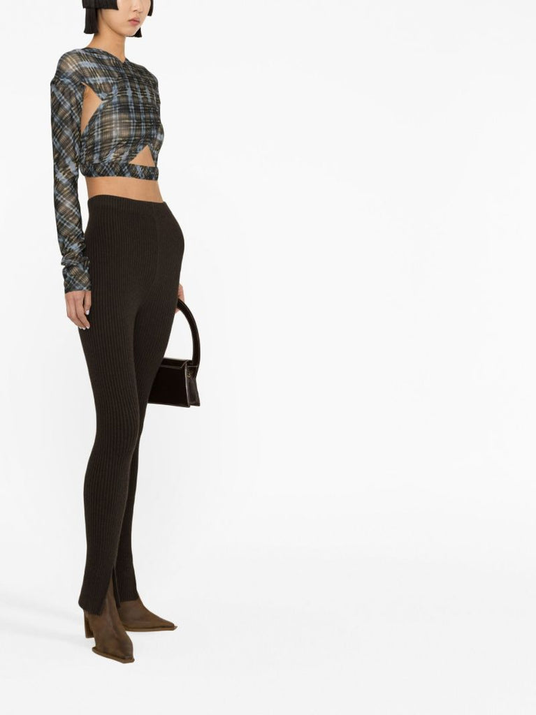 Black and Blue Plaid Print Anti Crossover Top