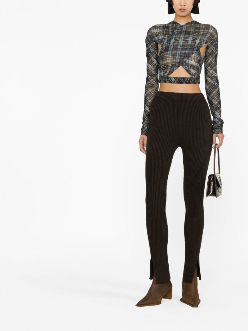 Black and Blue Plaid Print Anti Crossover Top