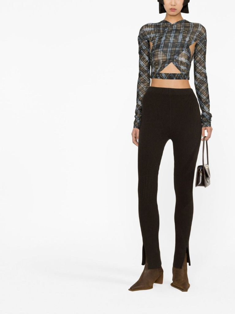 Black and Blue Plaid Print Anti Crossover Top