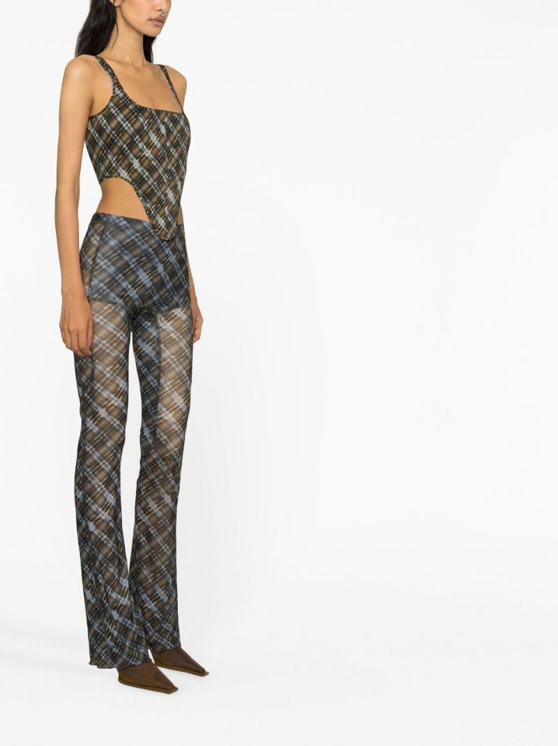 Black Halycon Plaid Print Flared Leggings