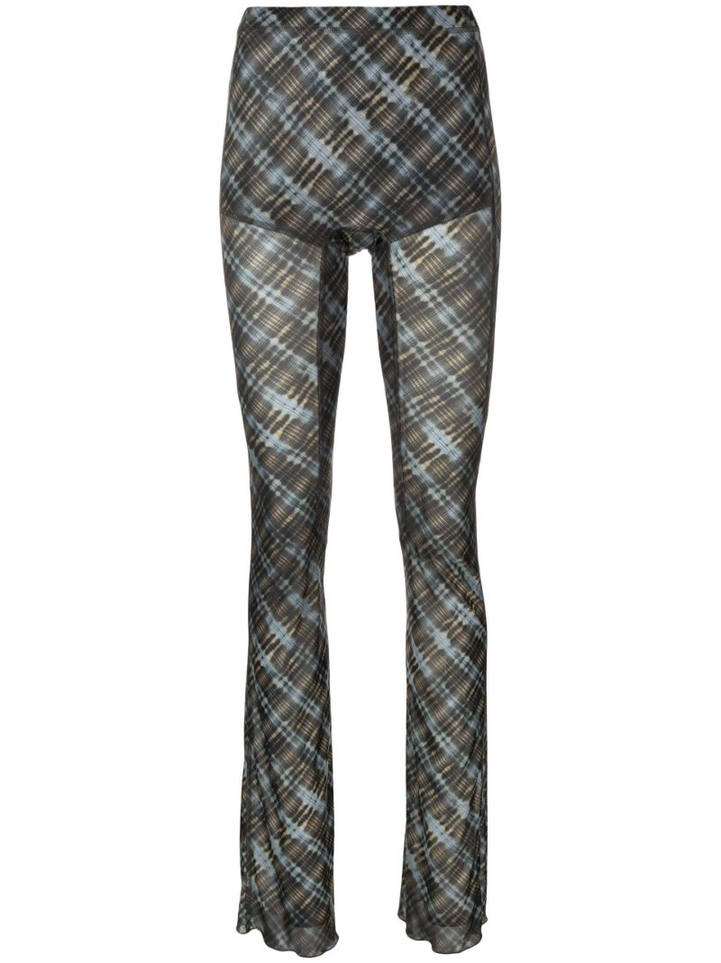 Black Halycon Plaid Print Flared Leggings