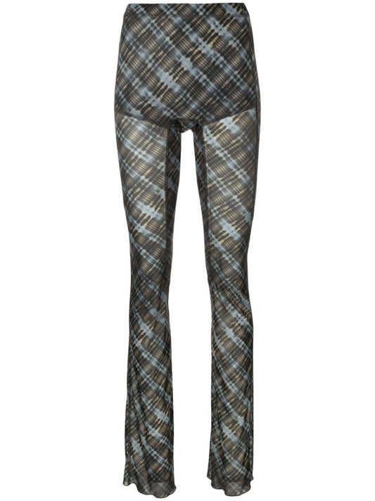 Black Halycon Plaid Print Flared Leggings