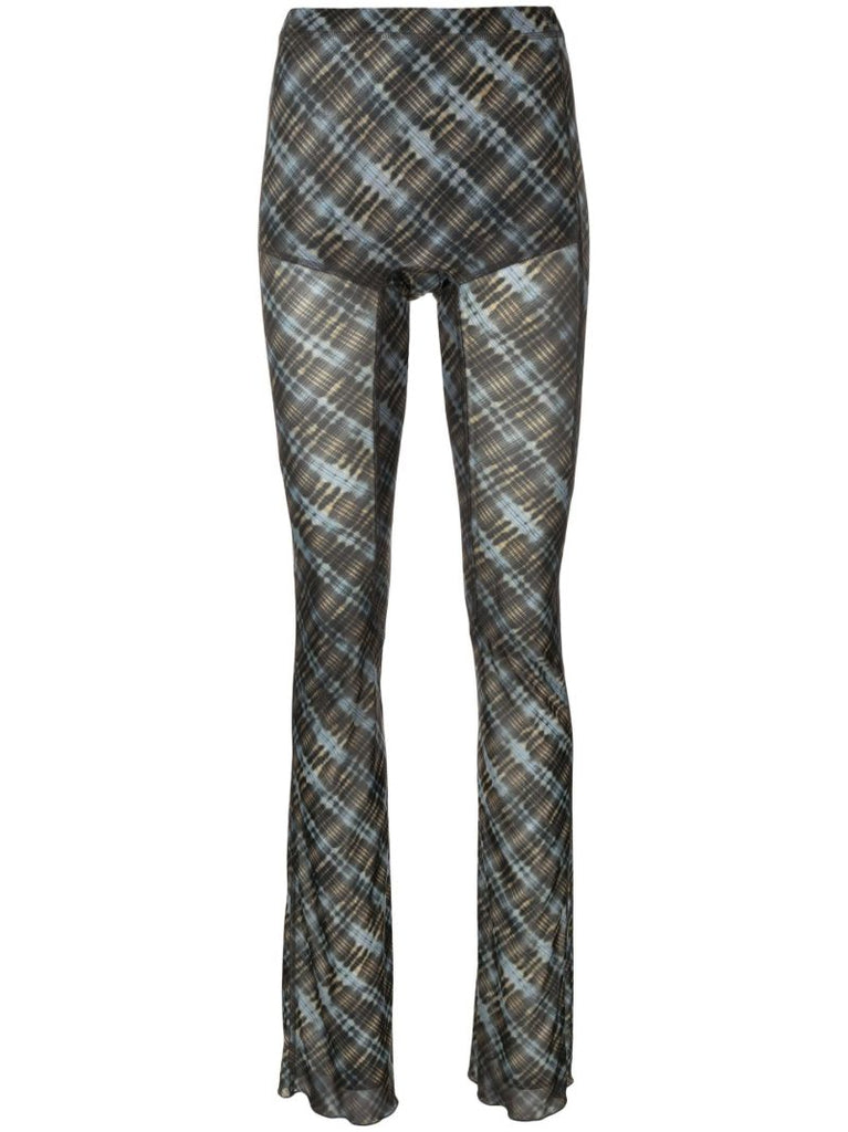 Black Halycon Plaid Print Flared Leggings