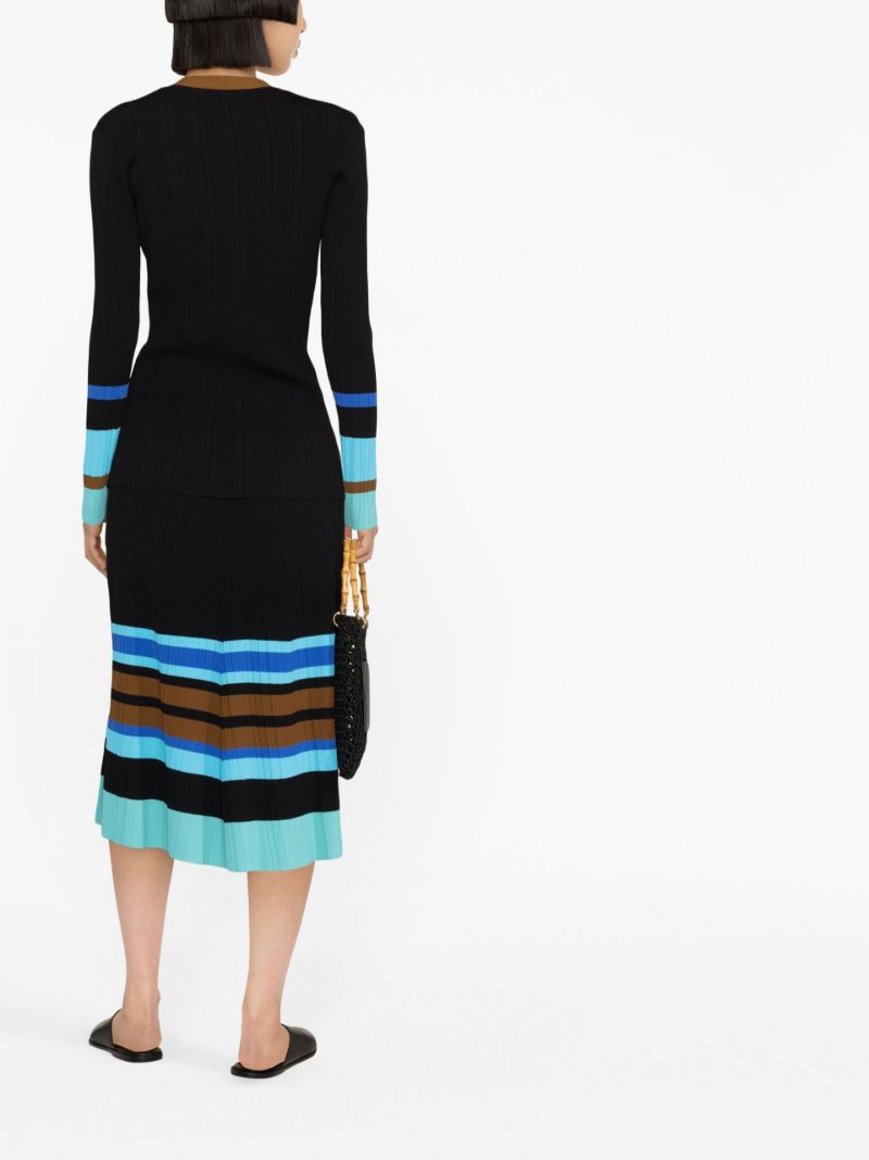 Black Striped Ribbed Cardigan