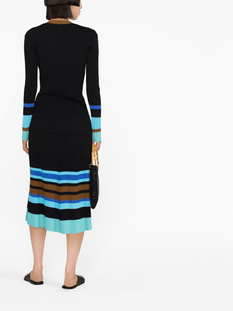Black Striped Ribbed Cardigan