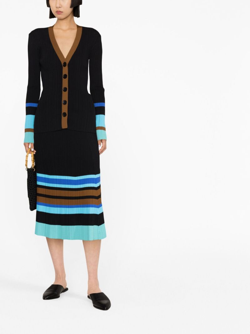 Black Striped Ribbed Cardigan