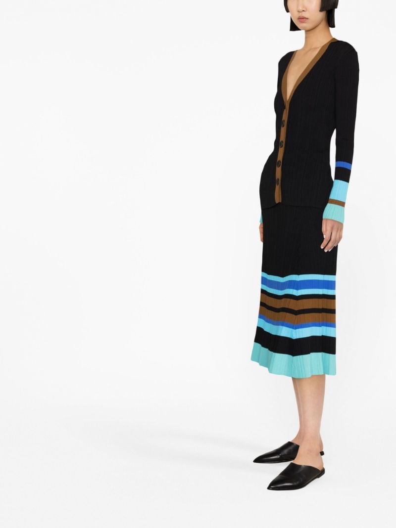 Black Striped Ribbed Cardigan