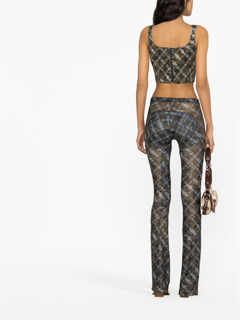 Brown Plaid Print Corset Top