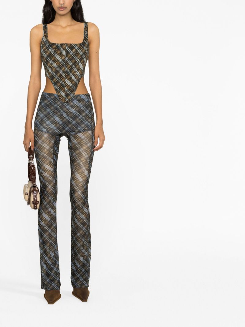 Brown Plaid Print Corset Top