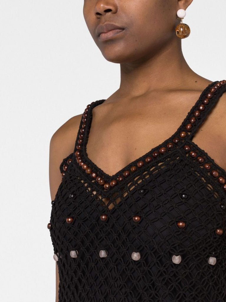 Black  Java Macrame Midi Dress