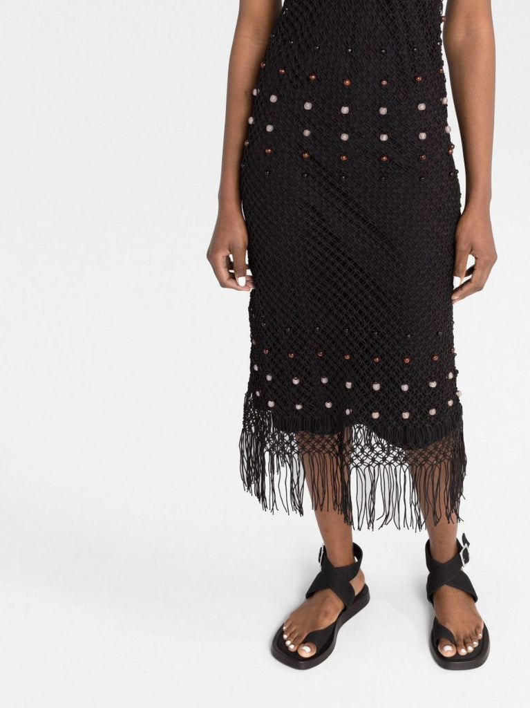 Black  Java Macrame Midi Dress