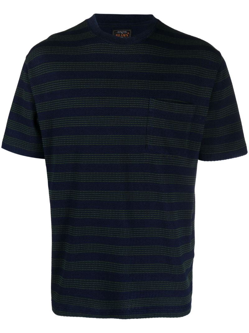 Blue Striped Cotton T-shirt