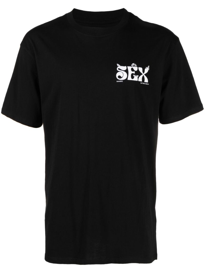 Black Slogan Print T-shirt