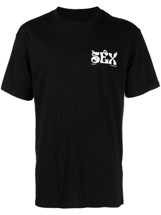 Black Slogan Print T-shirt