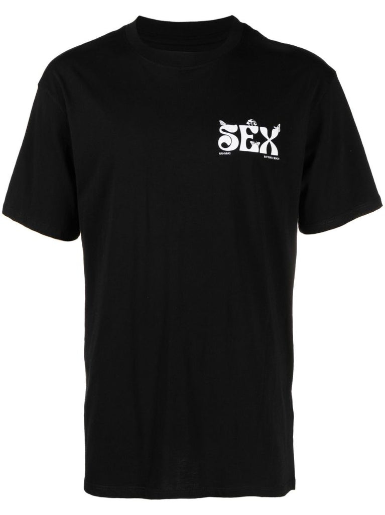 Black Slogan Print T-shirt