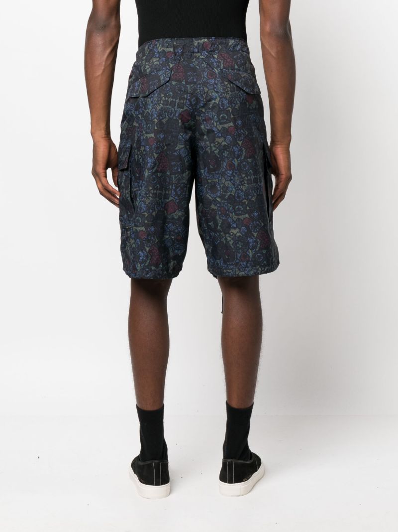 Blue Graphic Print Drawstring Shorts