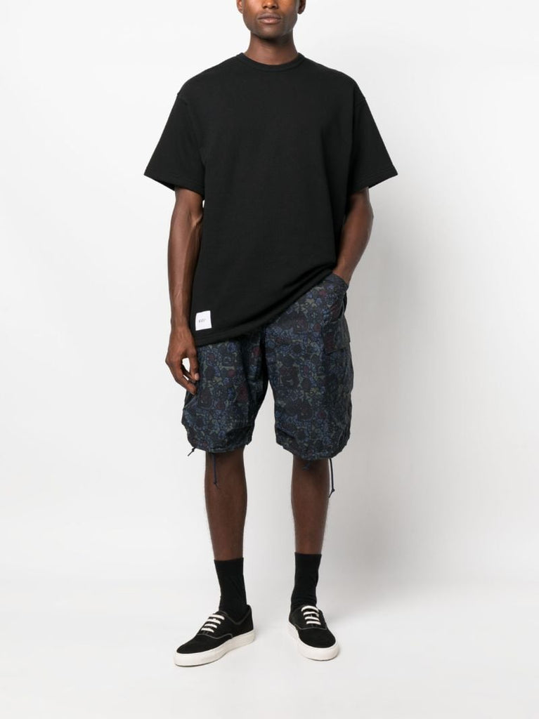 Blue Graphic Print Drawstring Shorts