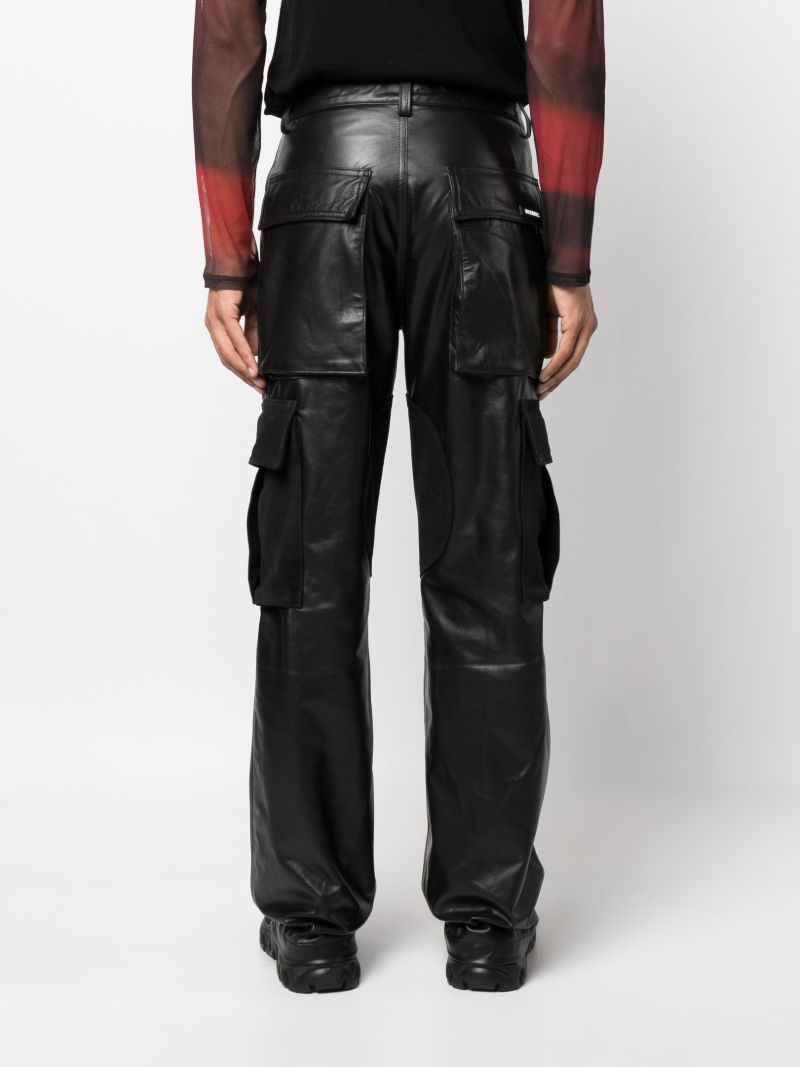 Black Baggy Leather Cargo Trousers