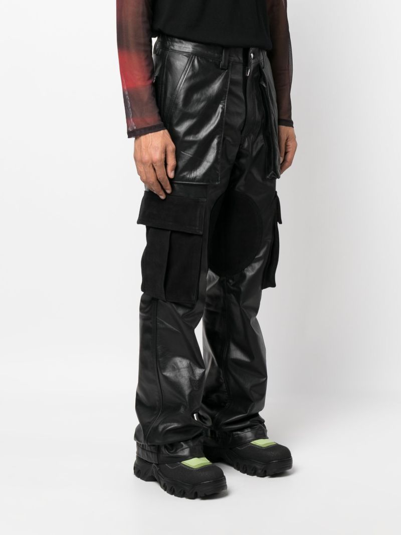 Black Baggy Leather Cargo Trousers