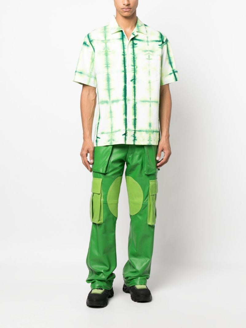 Green Baggy Leather Cargo Trousers