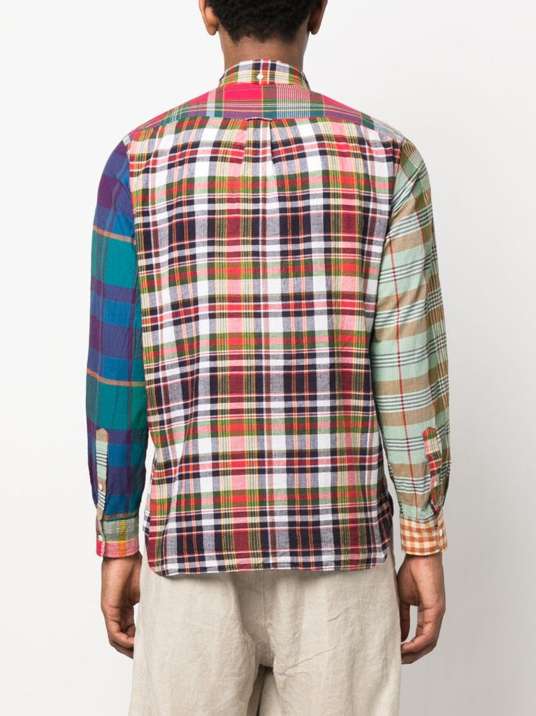 Multicolour Panelled Indian Madras Button-down Shirt