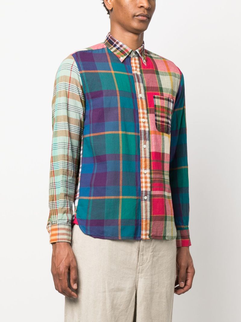 Multicolour Panelled Indian Madras Button-down Shirt