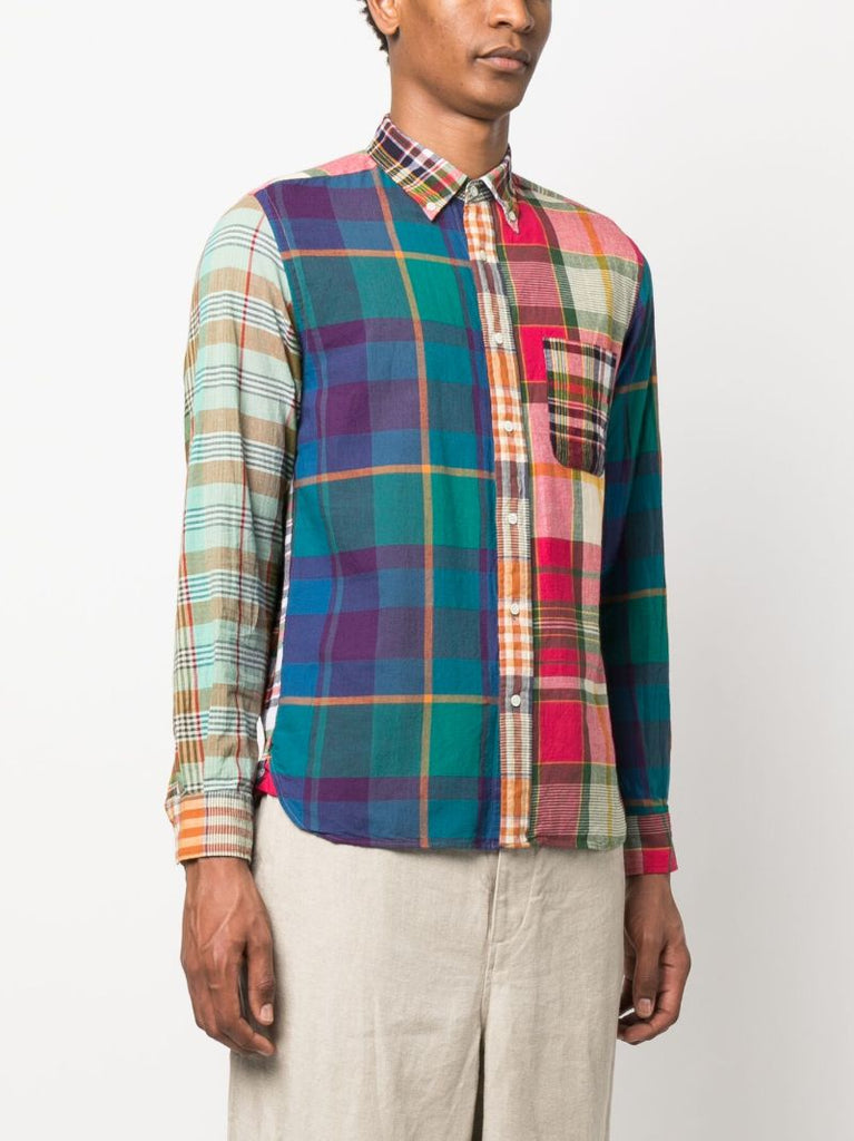 Multicolour Panelled Indian Madras Button-down Shirt