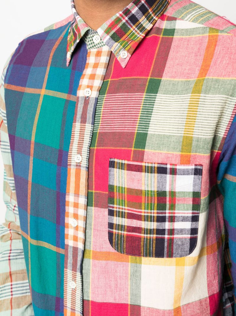 Multicolour Panelled Indian Madras Button-down Shirt