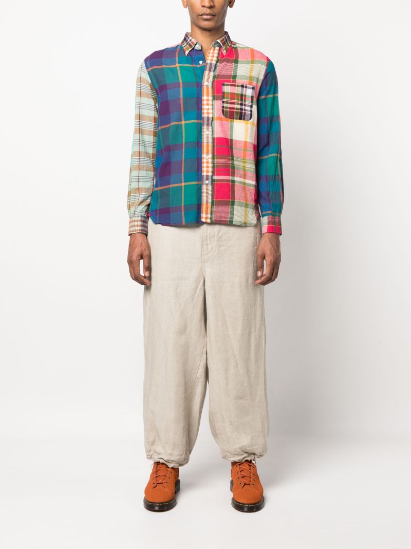 Multicolour Panelled Indian Madras Button-down Shirt